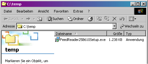 Bildschirmfoto der heruntergeladenen Datei im Windows-Explorer