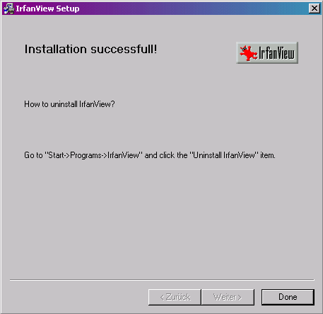 IrfanView Installationsende