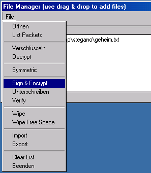 Verschlüsselung einer Textdatei in WinPT